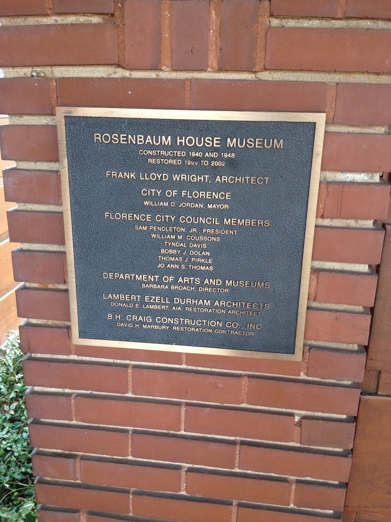 Rosenbaum House plaque